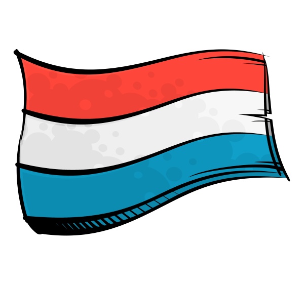 painted luxembourg flag waving in wind