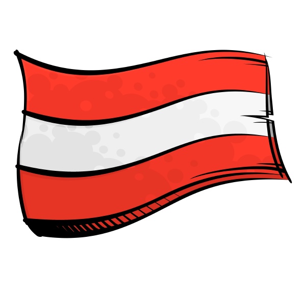 painted austria flag waving in wind