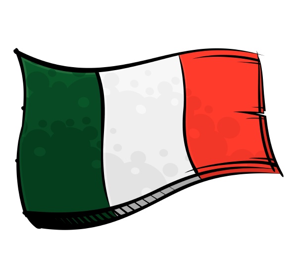 painted italy flag waving in wind