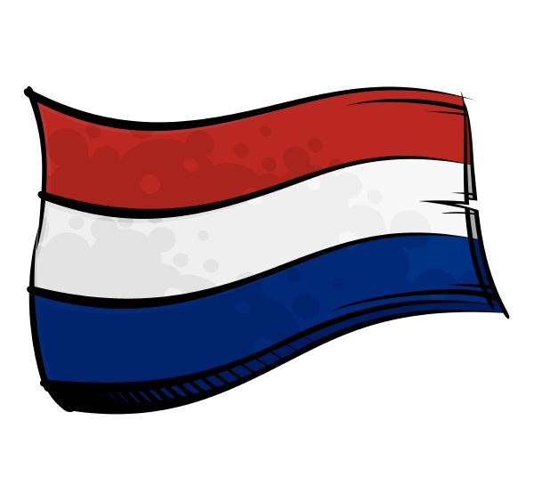 painted netherlands flag waving in wind