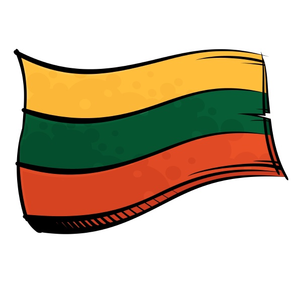 painted lithuania flag waving in wind