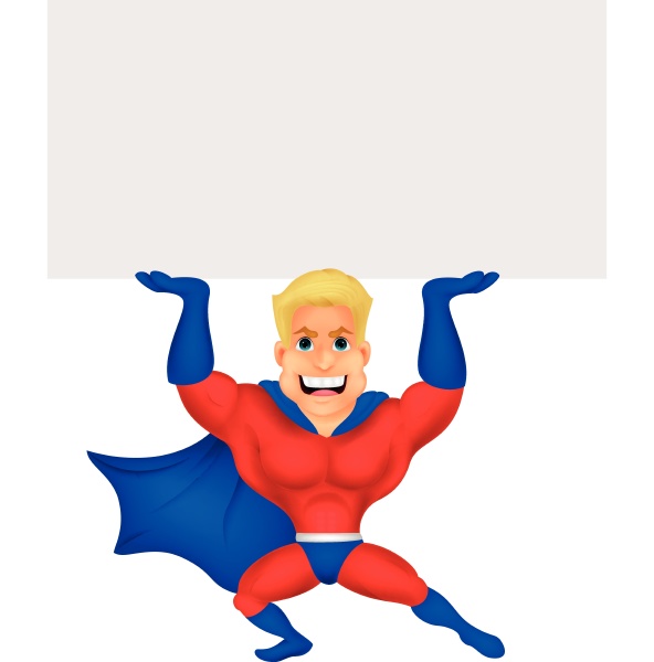 superhero, cartoon, with, blank, sign - 27946124