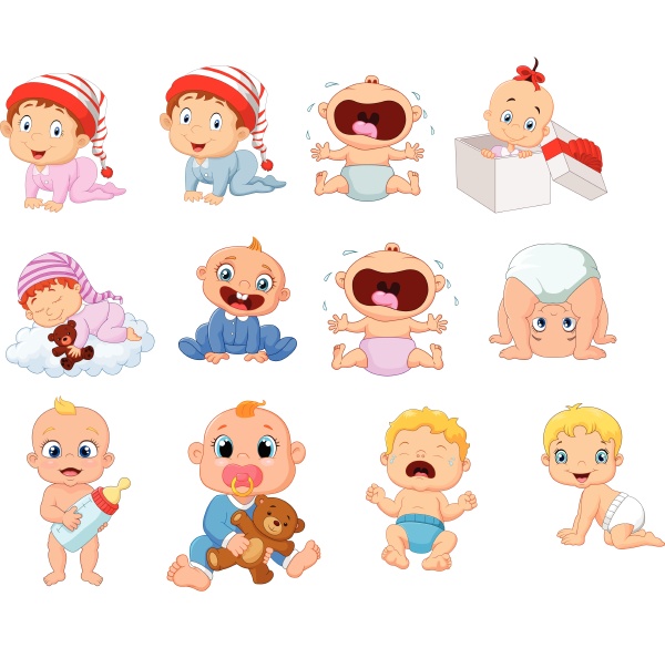 Cartoon babies in different expressions - Stock Photo #27980815 ...