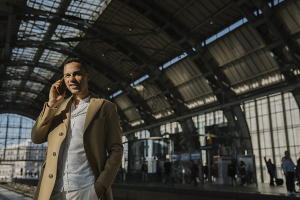 portrait of businessman on the phone