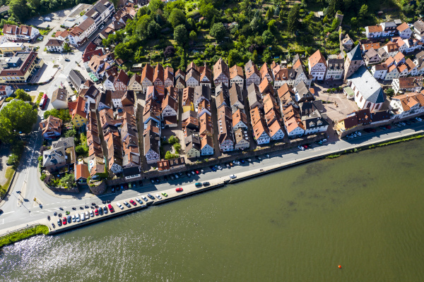 aerial view of houses by neckar