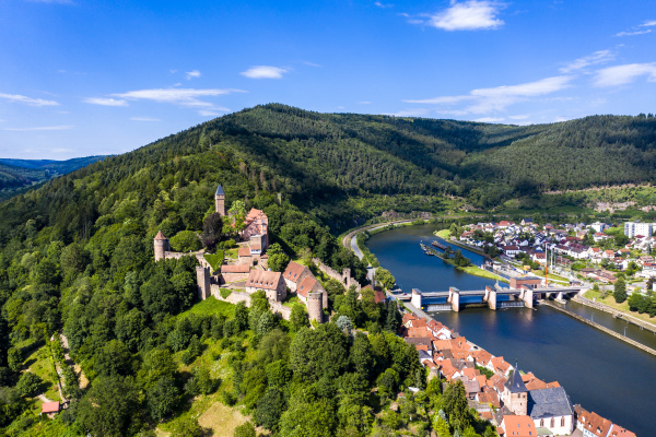 aerial view of zwingenberg castle on