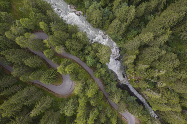aerial view of a waterfall and