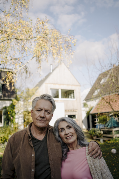 portrait of senior couple in garden