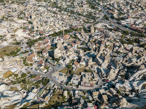 aerial view of town in goreme
