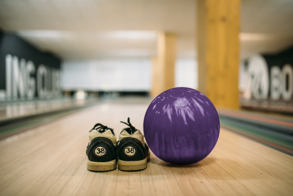 bowling ball and house shoes on