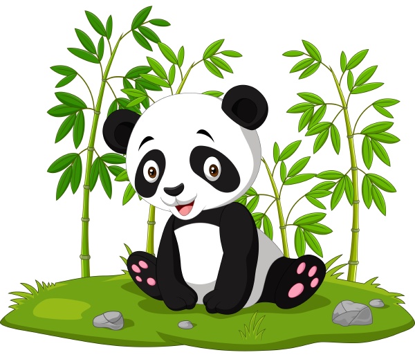 Cartoon baby sitting panda in the jungle bamboo - Royalty free image  #28133229 | PantherMedia Stock Agency