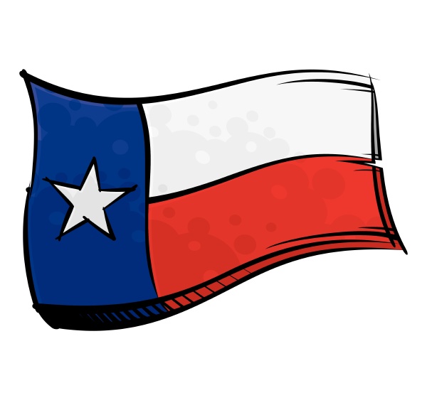 painted texas flag waving in wind