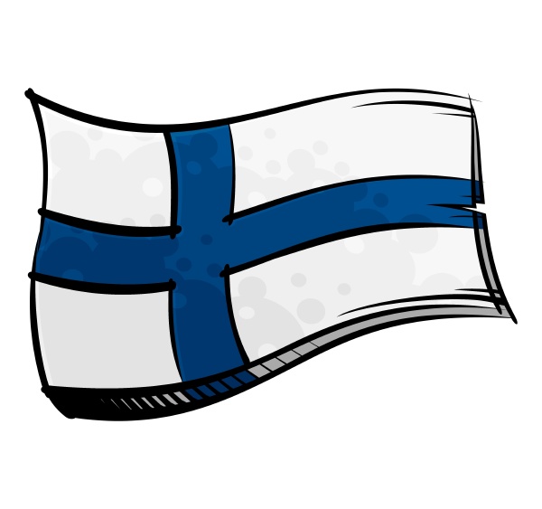 painted finland flag waving in wind