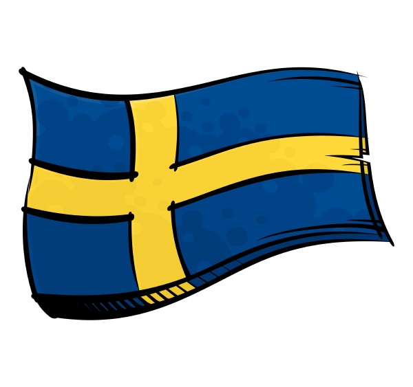 painted sweden flag waving in wind