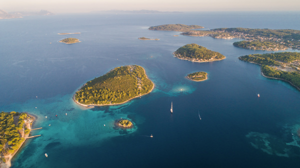 aerial view of island archipelago near