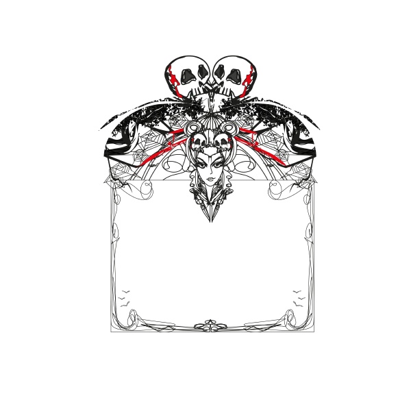 decorative halloween frame with witch and