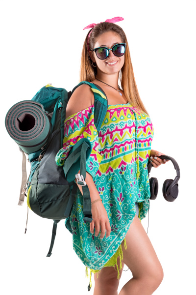 traveling girl with backpack