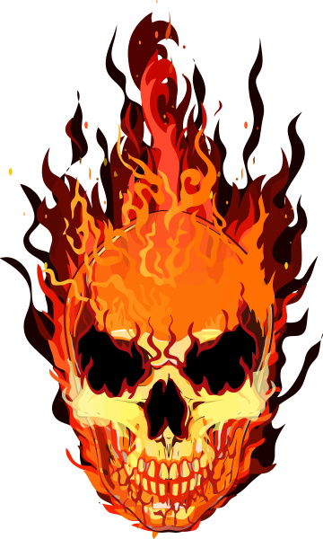 skull on fire flames hot skeleton burn illustration - Royalty free ...