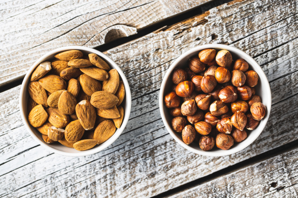 dried almonds and hazelnuts