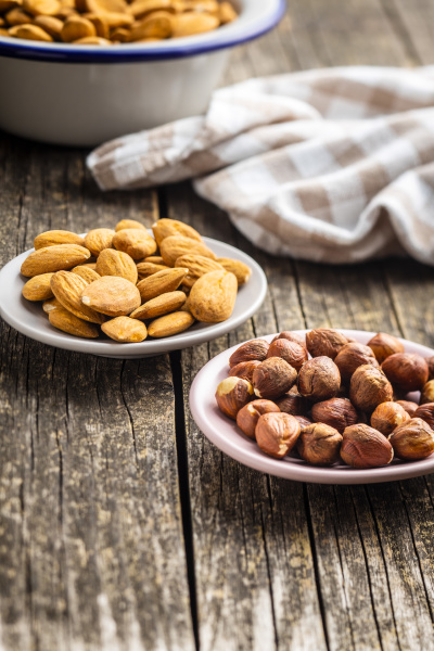 dried almonds and hazelnuts