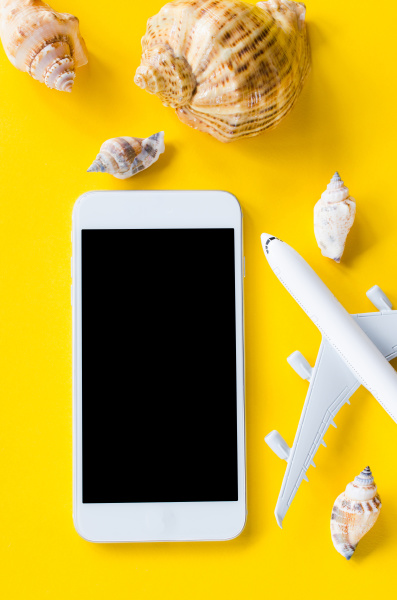 empty screen smartphone decorative airplane