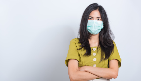 woman wearing face mask protects filter