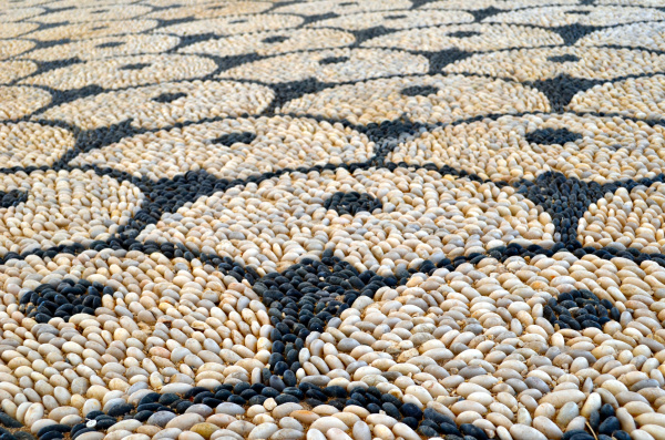 pebbles mosaic on the floor on