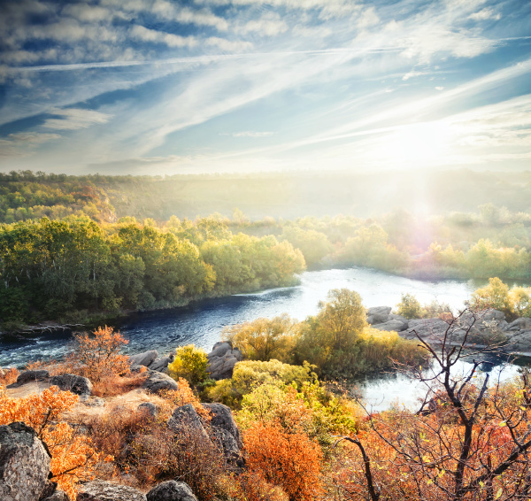 autumn, landscape, with, a, mountain, river - 28279558