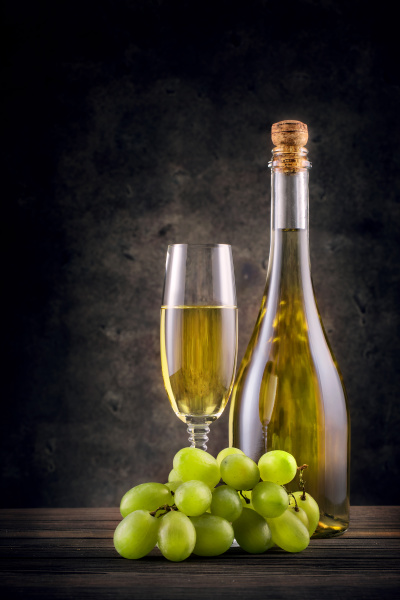 bottle, and, glass, of, white, wine - 28279610