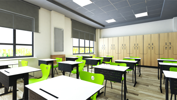 classroom, design, with, modern, desk, and - 28280254