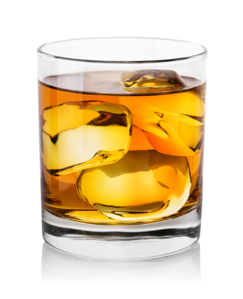 whiskey with ice cubes