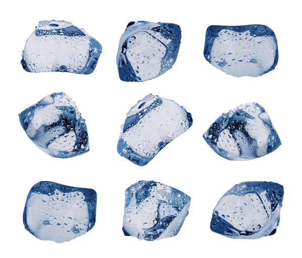large variety of ice cubes with