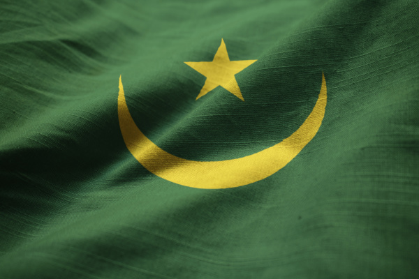 closeup of ruffled mauritania flag