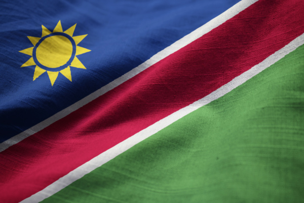 closeup of ruffled namibia flag