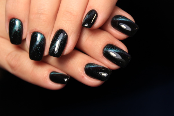 stylish, black, manicure, on, long, beautiful - 28334202