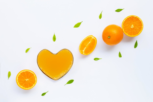 fresh orange citrus fruit with leaves