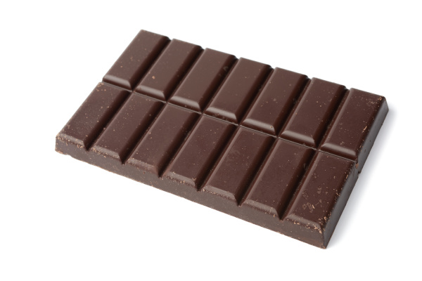 whole bar of black chocolate isolated