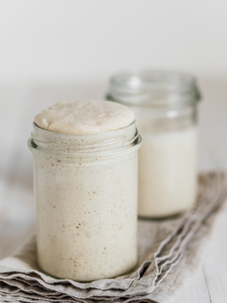 Wheat sourdough starter different hydration levels - Royalty free image ...