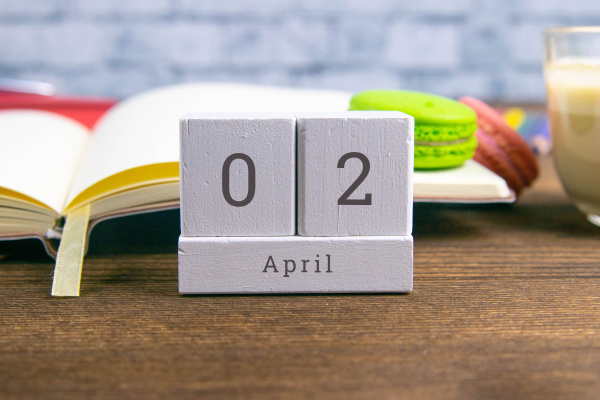 april 2 on the wooden calendar