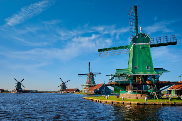 windmills at zaanse schans in holland