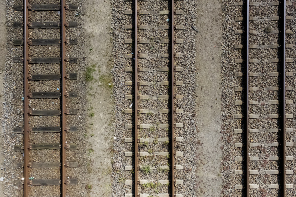 train tracks detail from above
