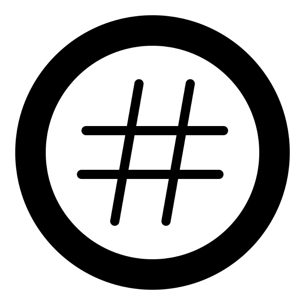 hashtag icon black color in circle