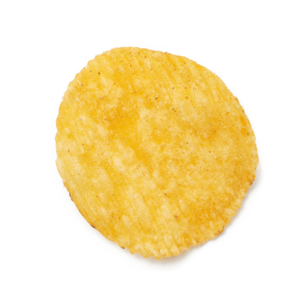 round fried golden potato fluted chips