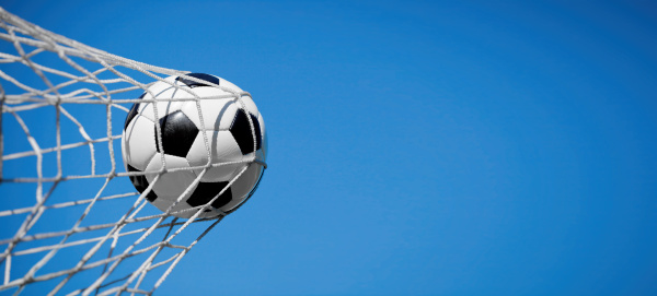 soccer ball in the net of
