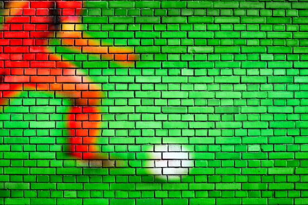 soccer background painted on a brick