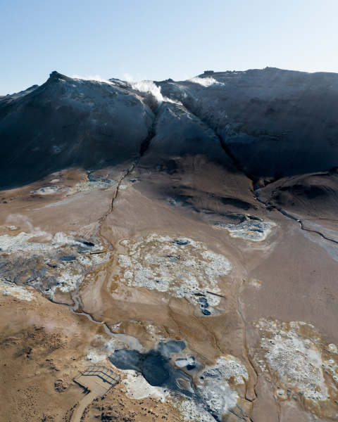 aerial view of hverir geothermal area