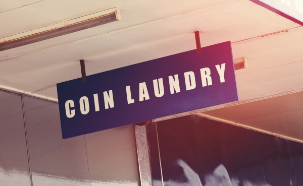 coin laundry sign closeup