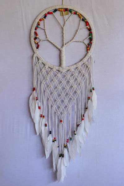 white dreamcatcher indian amulet