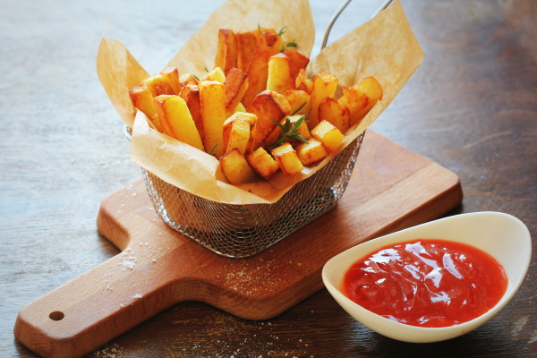 tasty french fries and potato chips