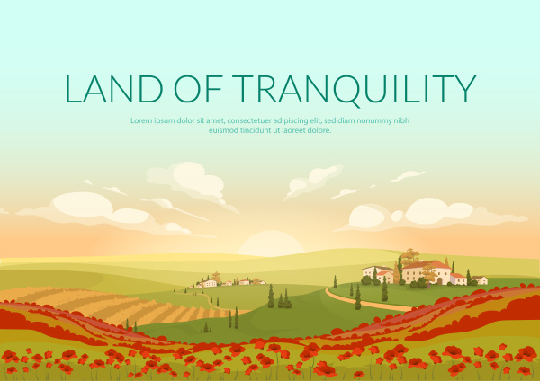 land of tranquillity poster flat vector